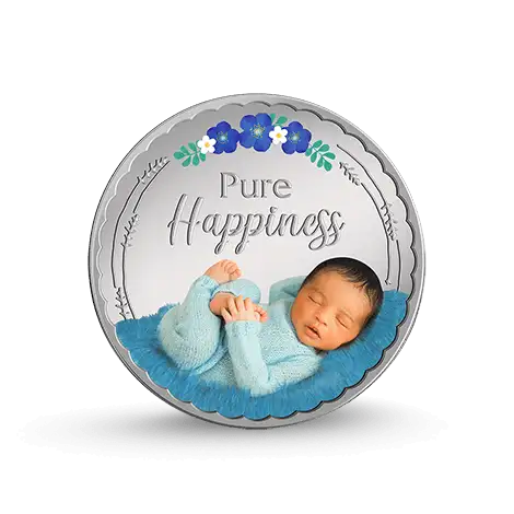 GIFT FOR NEWBORN BABY SILVER COIN (BLUE)